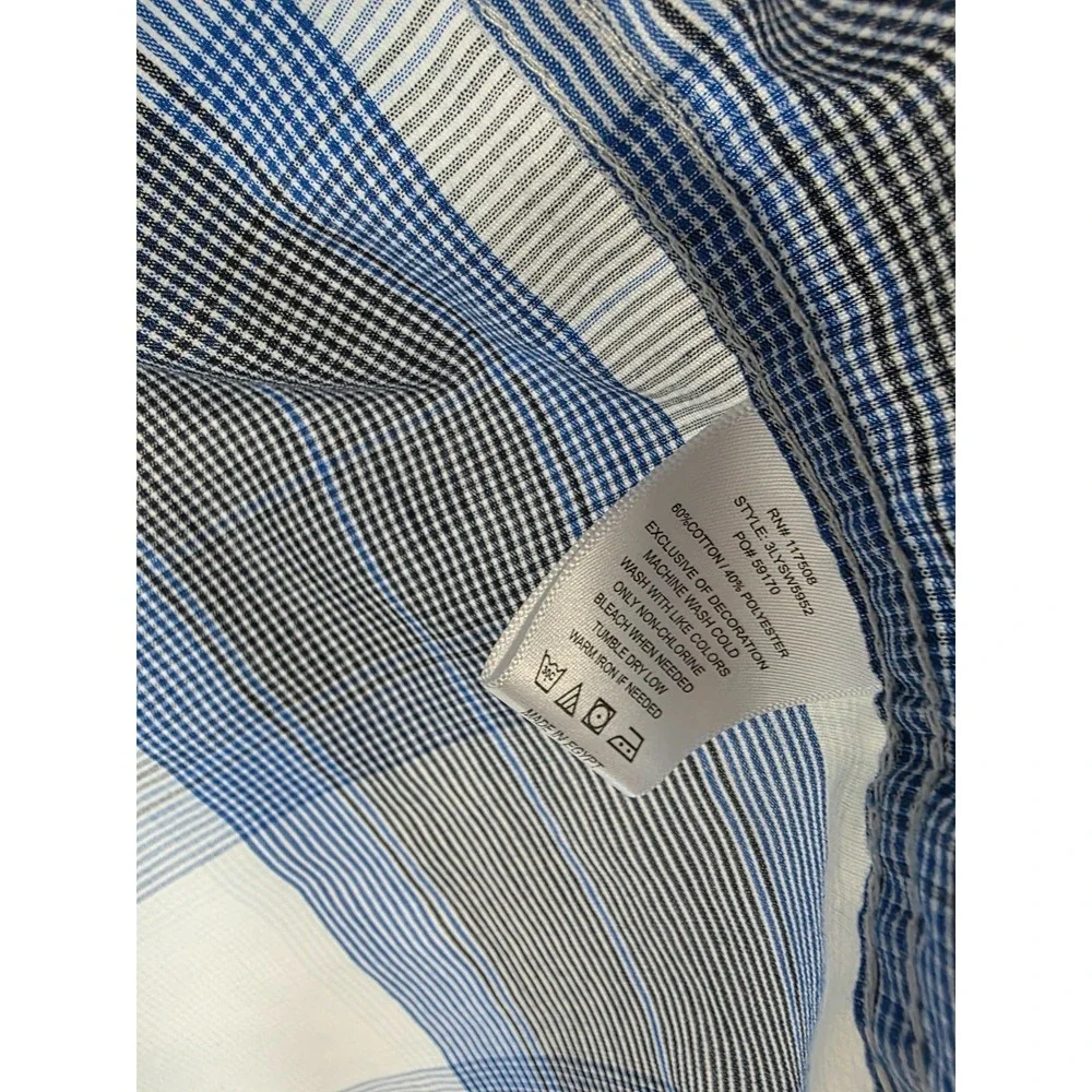 Levi Strauss Mens Blue Plaid Short Sleeve Pearl‎ Snap Western Shirt L 3LYSW5952